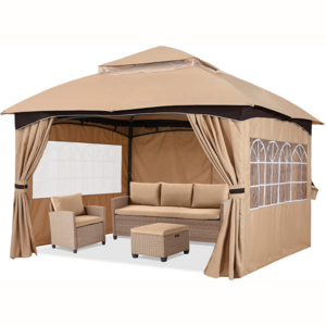 Outdoor Gazebos 10x12 With Window Simulation Church Curtains For Patio Pop-up Canopy Portable Activities Tent