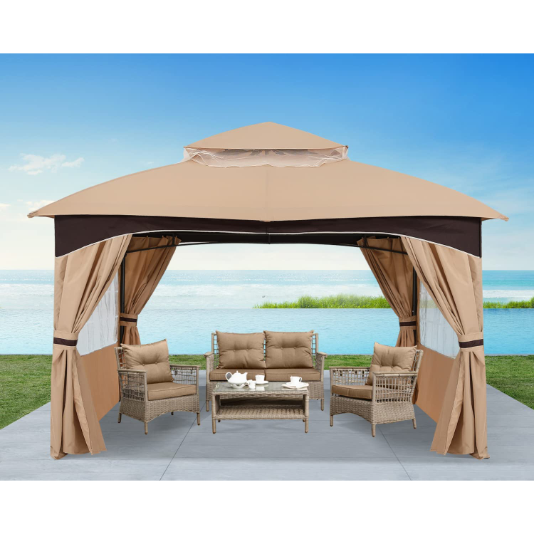 Outdoor Gazebos 10x12 With Window Simulation Church Curtains For Patio Pop-up Canopy Portable Activities Tent