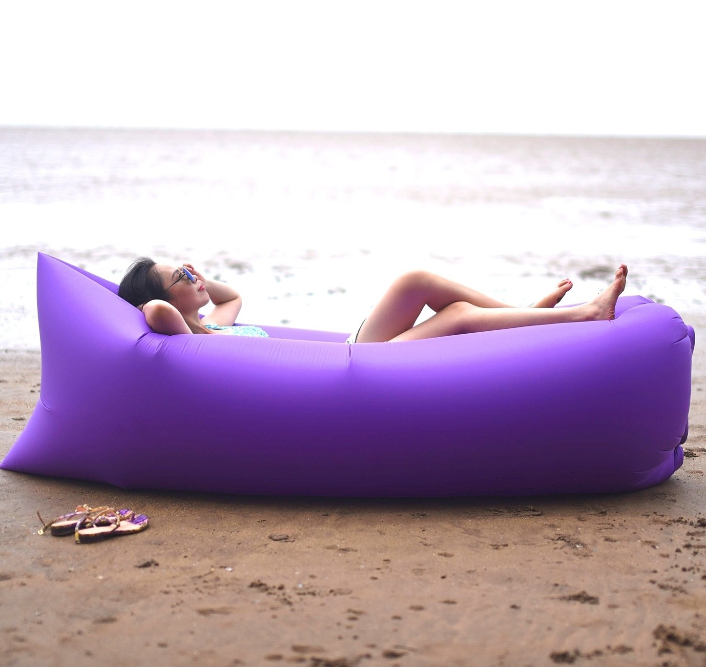 Wholesale Outdoor Sun Couch Inflatable Lounger Camping Lazy Bag Air Mattress Sofa For Beach Sleeping Bag