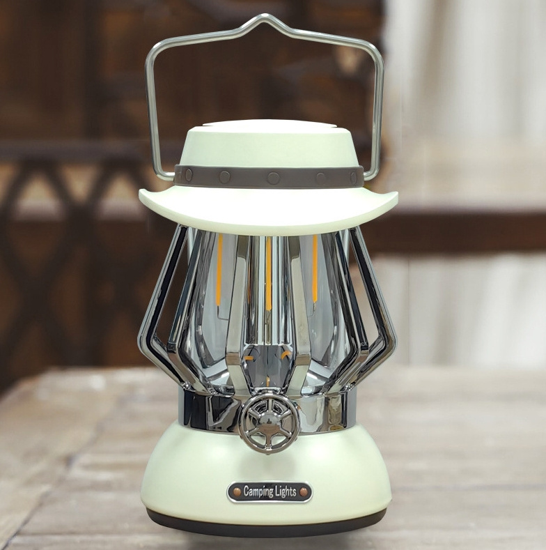 Type-c charging lretro lantern hand lamp long life tent led camping lantern for camping hiking outdoor light