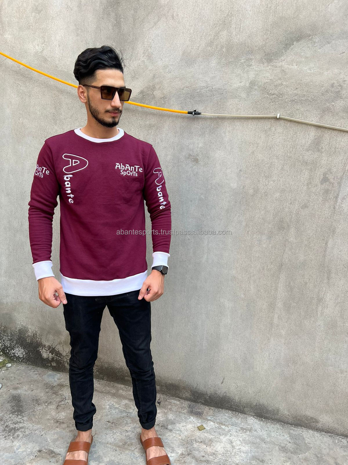 High Quality Oem Pullover Plain Dyed Terry Blank Jogger White Crewneck Cotton Custom Hoodie Crew Neck Sweatshirt For Wholesale