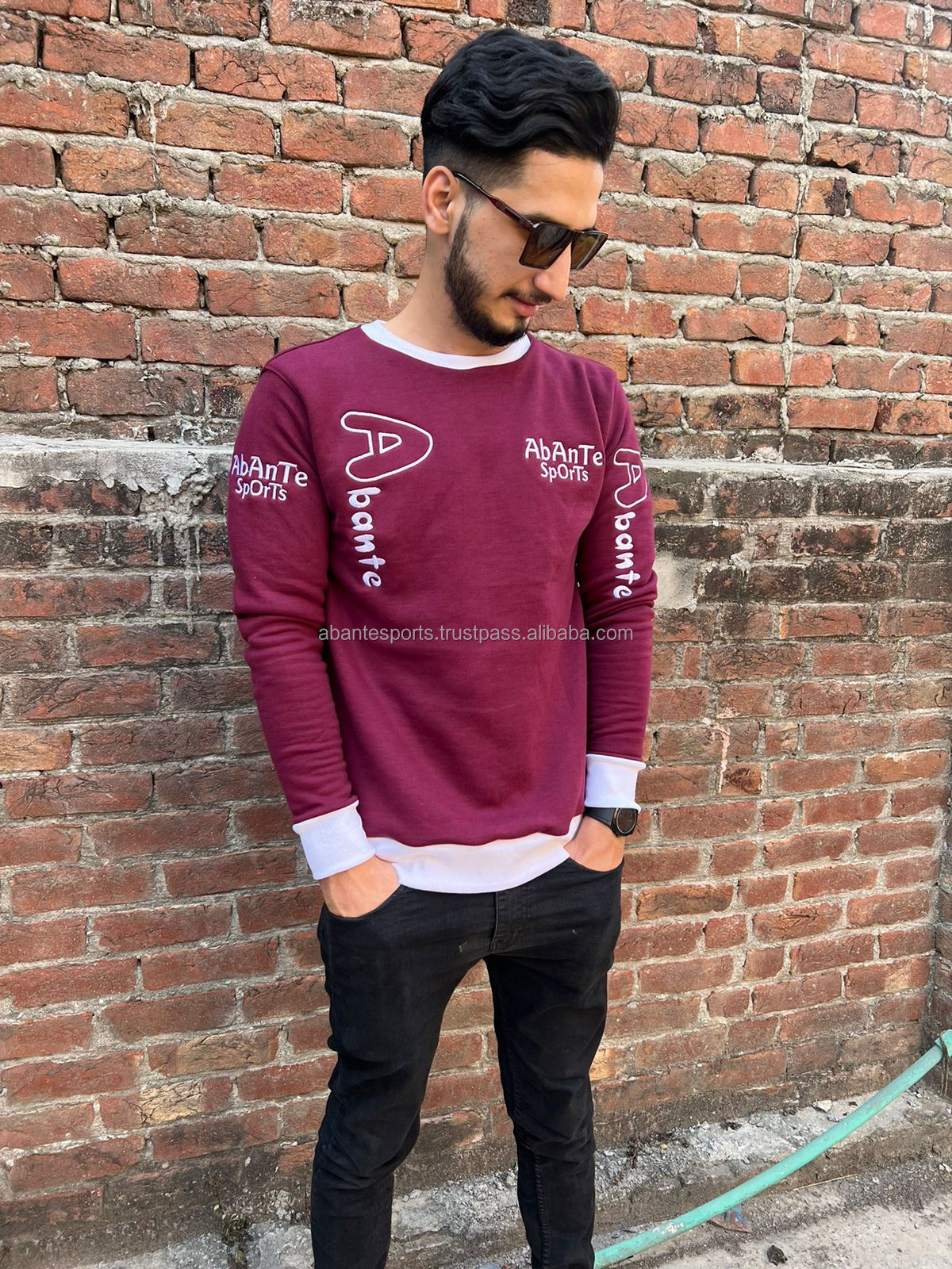 High Quality Oem Pullover Plain Dyed Terry Blank Jogger White Crewneck Cotton Custom Hoodie Crew Neck Sweatshirt For Wholesale