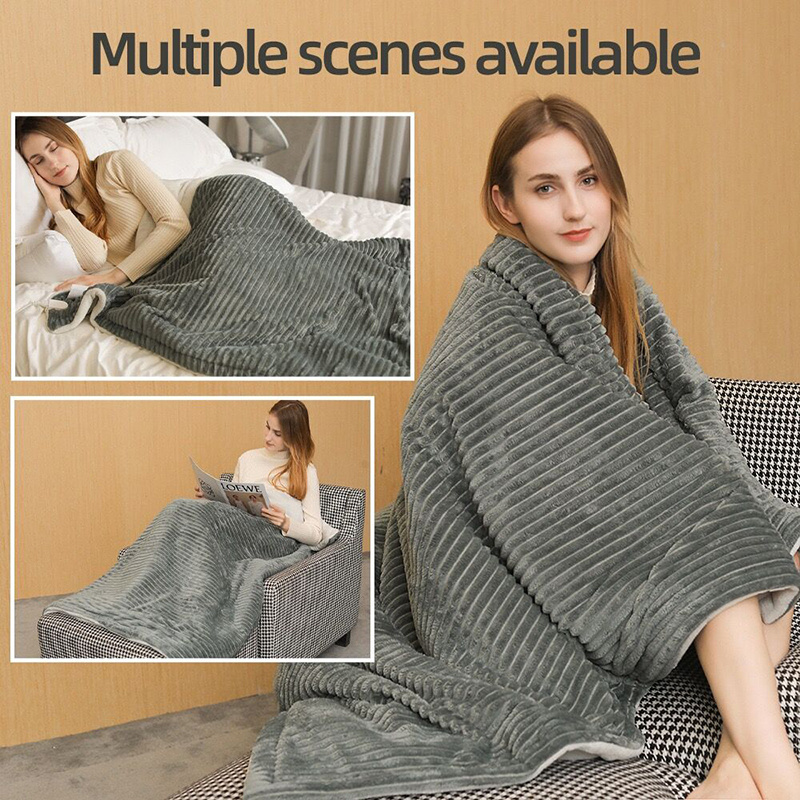 Fast Heating Electric Blanket 3 Heat level 2/4/6/8 Hour Auto Shut Off Fast & Safe Heating 160*130CM Grey