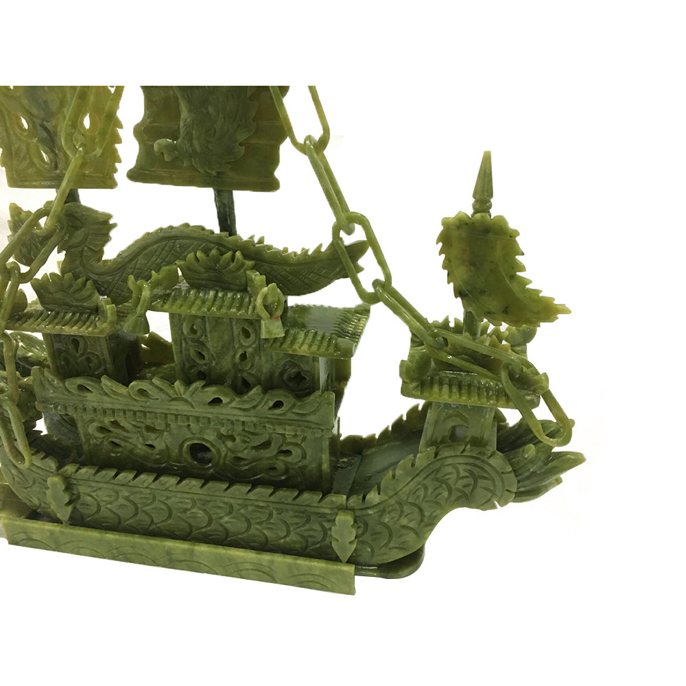 Natural Chinese Jade Dragon Boat Craft For Decor