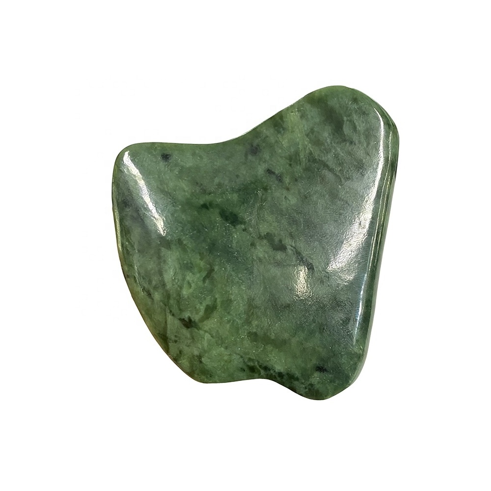 Light Green Nephrite Jade Gua sha Tools Stone Real Nephrite Jade Anti Cellulite Guasha Scraper for Facial Skincare