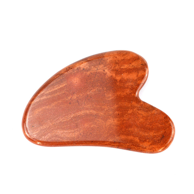 Hot Selling Red Jasper Guasha Tool Jade Stone Facial Skincare Scraper Custom Logo Heart Shape Face Gua Sha Massager Tool