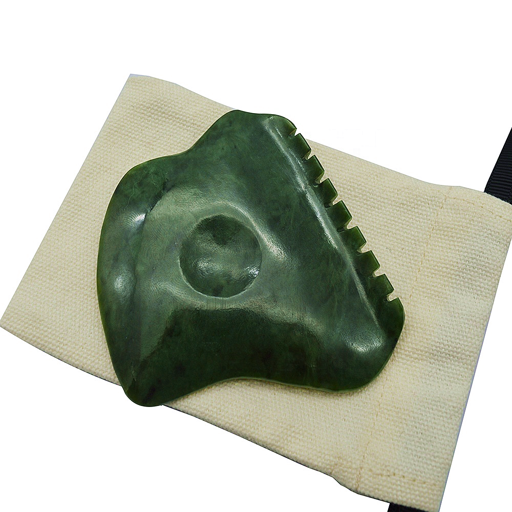 Light Green Nephrite Jade Gua sha Tools Stone Real Nephrite Jade Anti Cellulite Guasha Scraper for Facial Skincare