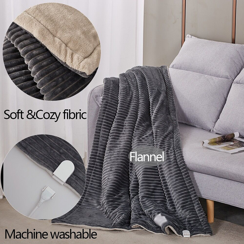 Fast Heating Electric Blanket 3 Heat level 2/4/6/8 Hour Auto Shut Off Fast & Safe Heating 160*130CM Grey