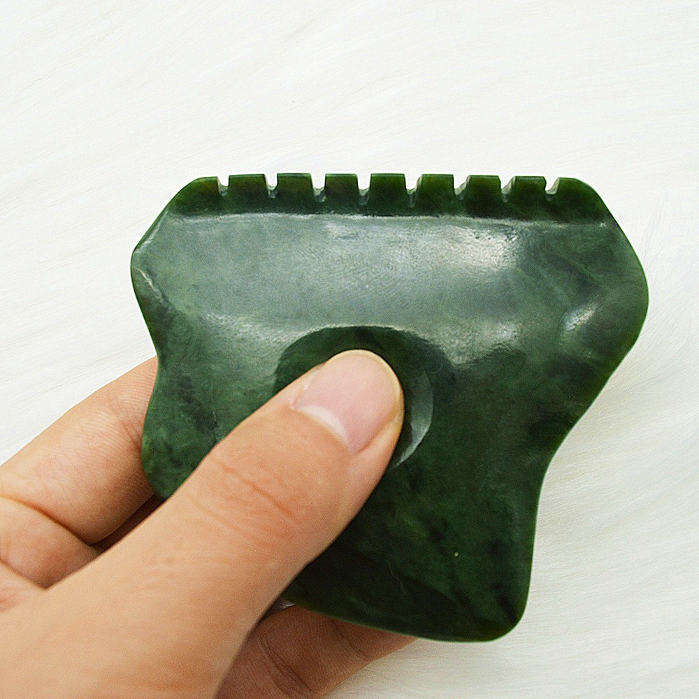 Light Green Nephrite Jade Gua sha Tools Stone Real Nephrite Jade Anti Cellulite Guasha Scraper for Facial Skincare