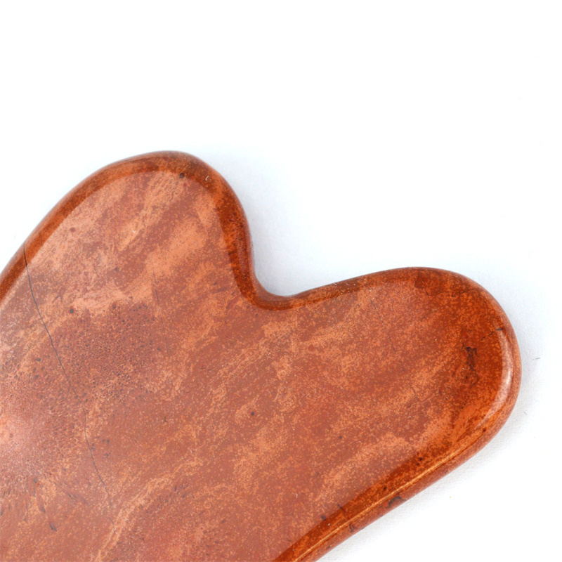 Hot Selling Red Jasper Guasha Tool Jade Stone Facial Skincare Scraper Custom Logo Heart Shape Face Gua Sha Massager Tool