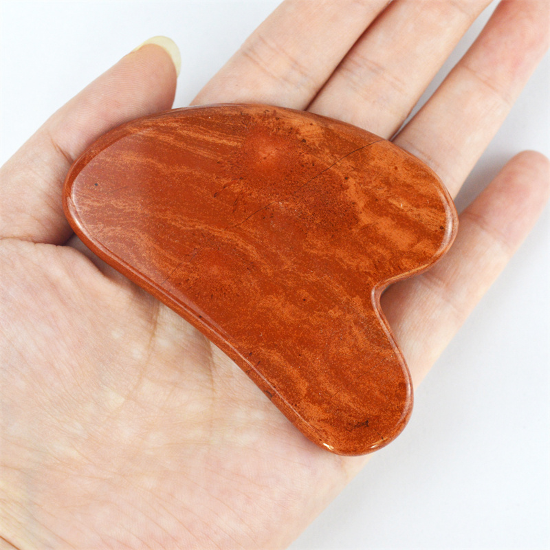 Hot Selling Red Jasper Guasha Tool Jade Stone Facial Skincare Scraper Custom Logo Heart Shape Face Gua Sha Massager Tool