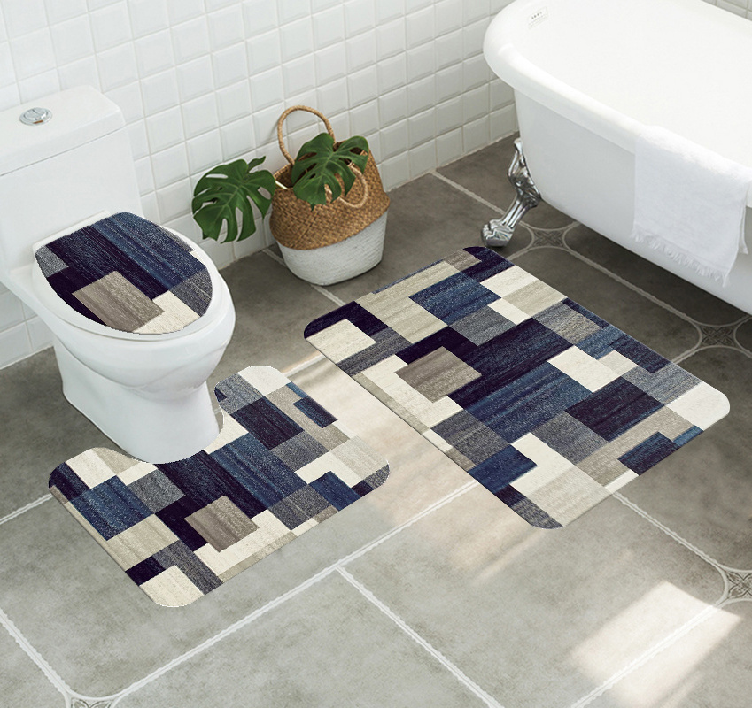 3 pieces bathroom rugs and mats sets diatom mud non-slip bathroom floor mat