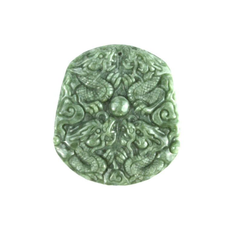 wholesale Natural Emerald Carving Dragon Lucky Amulet Pendant Necklace For Women Men pendants Jade Jewelry