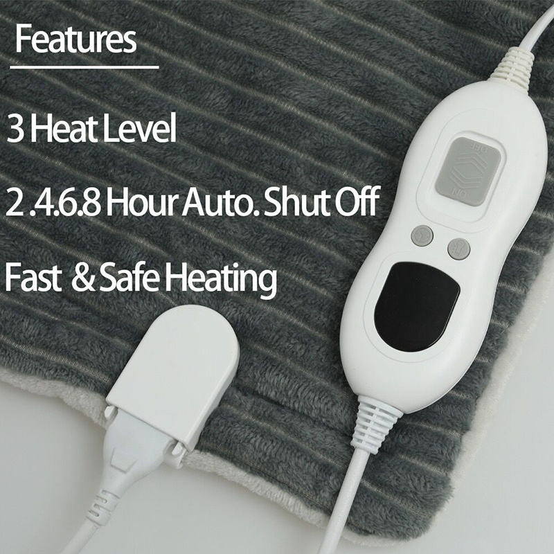 Fast Heating Electric Blanket 3 Heat level 2/4/6/8 Hour Auto Shut Off Fast & Safe Heating 160*130CM Grey