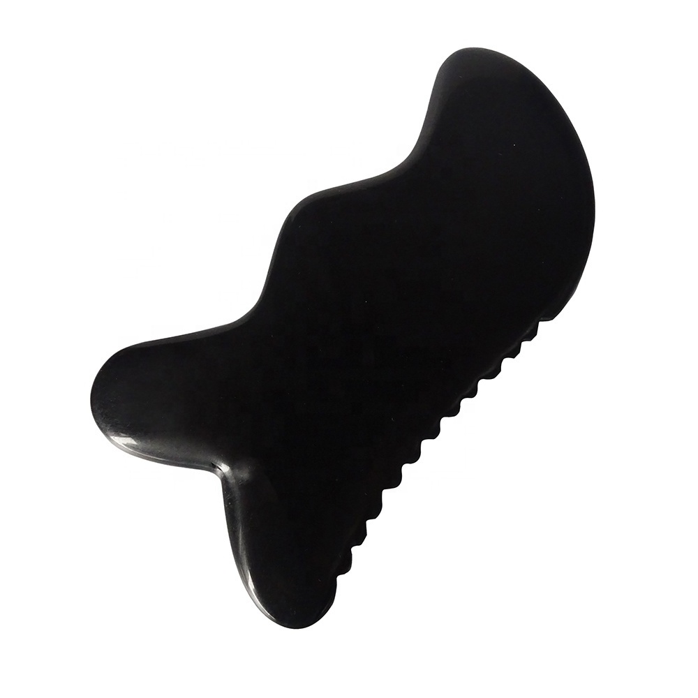 Gua Sha Massage Tool Natural Black Bian Stone Guasha Tool for Foot Neck Back Face Massage