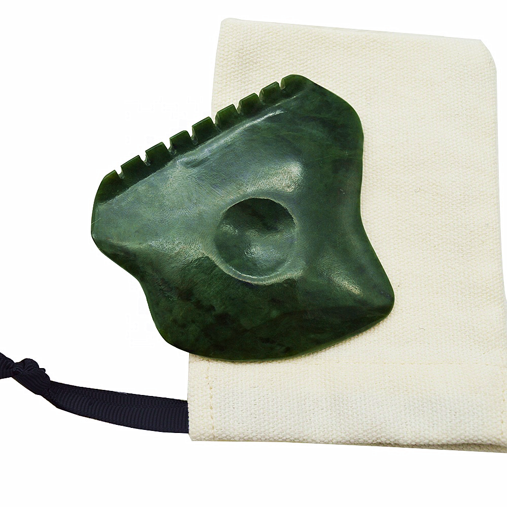 Light Green Nephrite Jade Gua sha Tools Stone Real Nephrite Jade Anti Cellulite Guasha Scraper for Facial Skincare