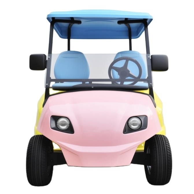 High Quality pink classic vintage golf cart 2 seater Customize Your Own Cart Model Front Face Hood Golf Cart with 60V