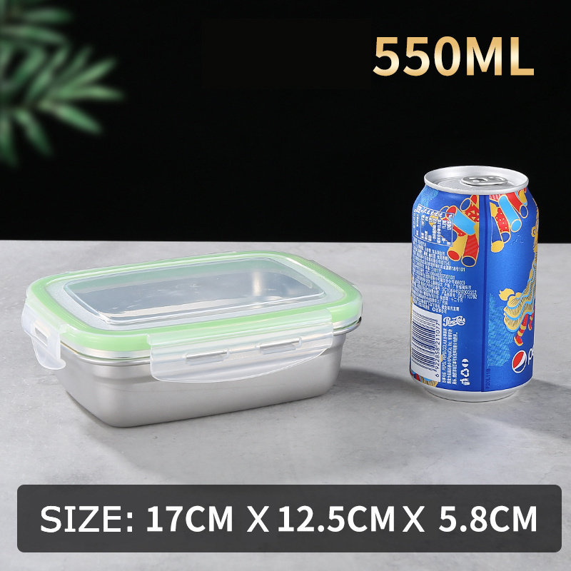 Stainless Steel Food Container with Airtight PP Lid Fresh Storage Container Portable Metal Lunch Box