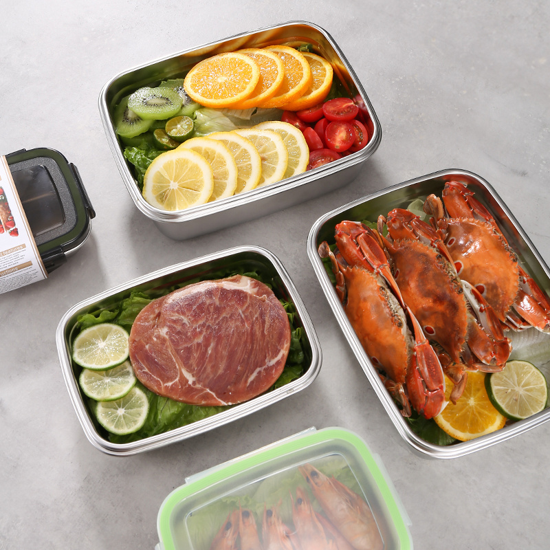 Fresh Storage Container Portable Lunch Box Stainless Steel 0.35L Food Container with Airtight PP Lid