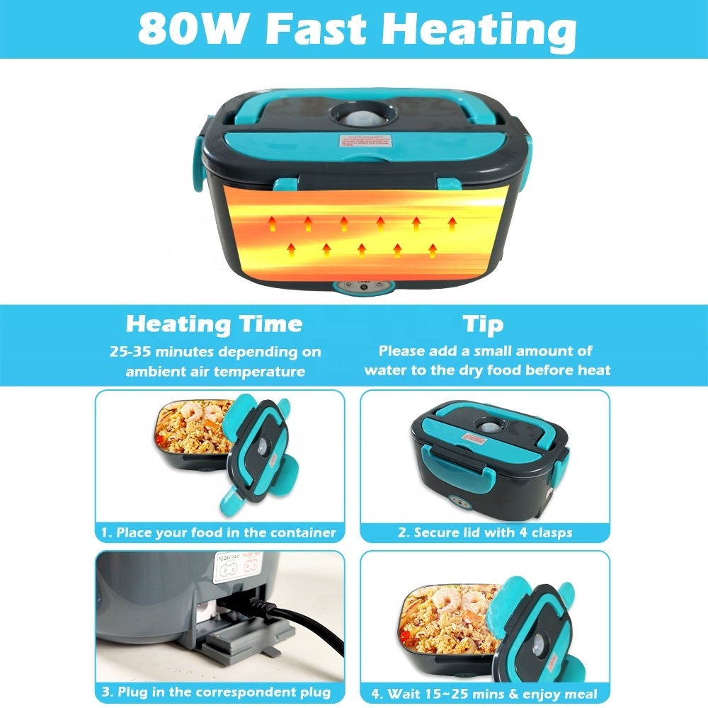 hot sell food heating electric lunch box portable food warmer with carry bag household car use