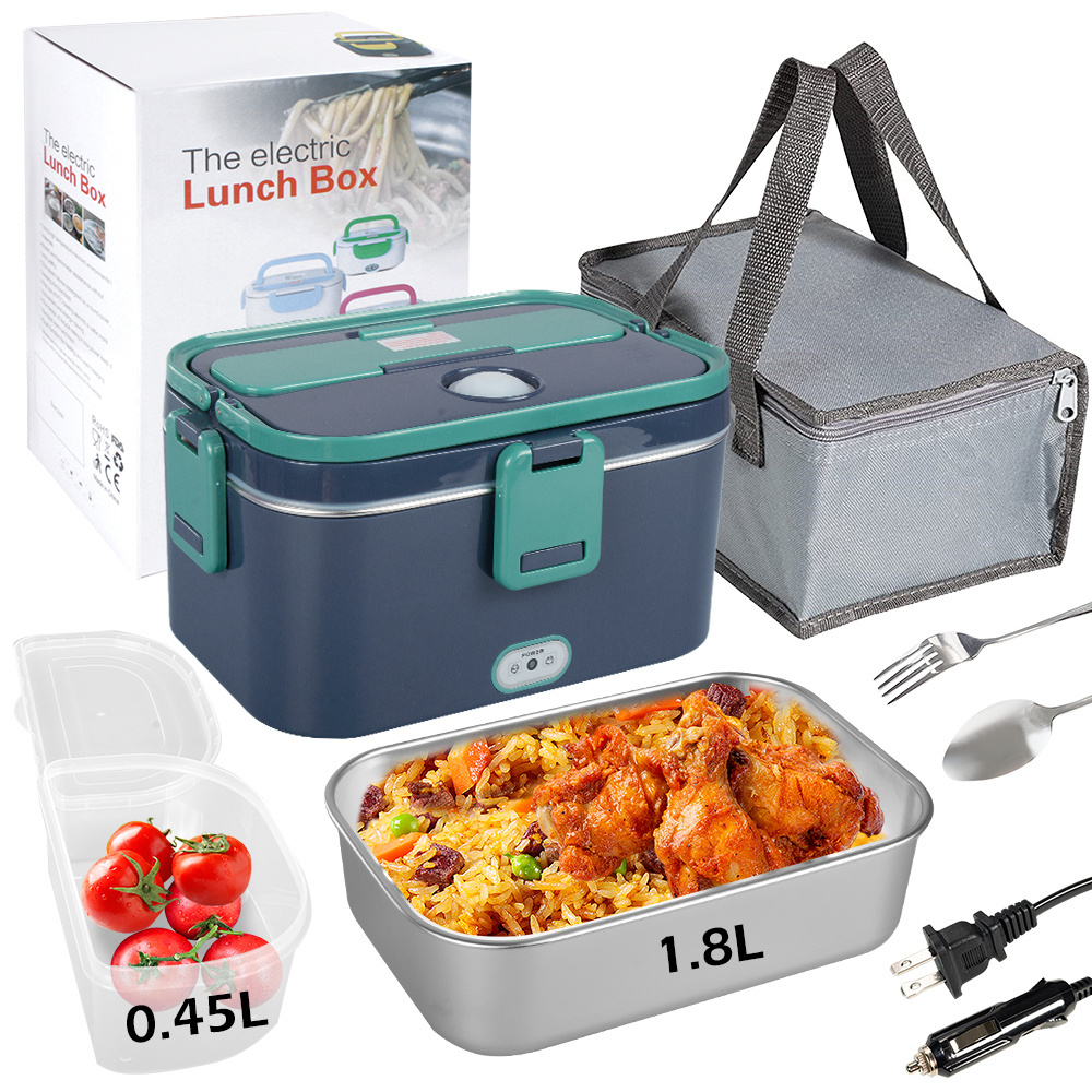 Custom Packages 110V/220V/12V/24V Portable Food Warmer Stainless Steel Container Electric Lunch Box for Car Truck