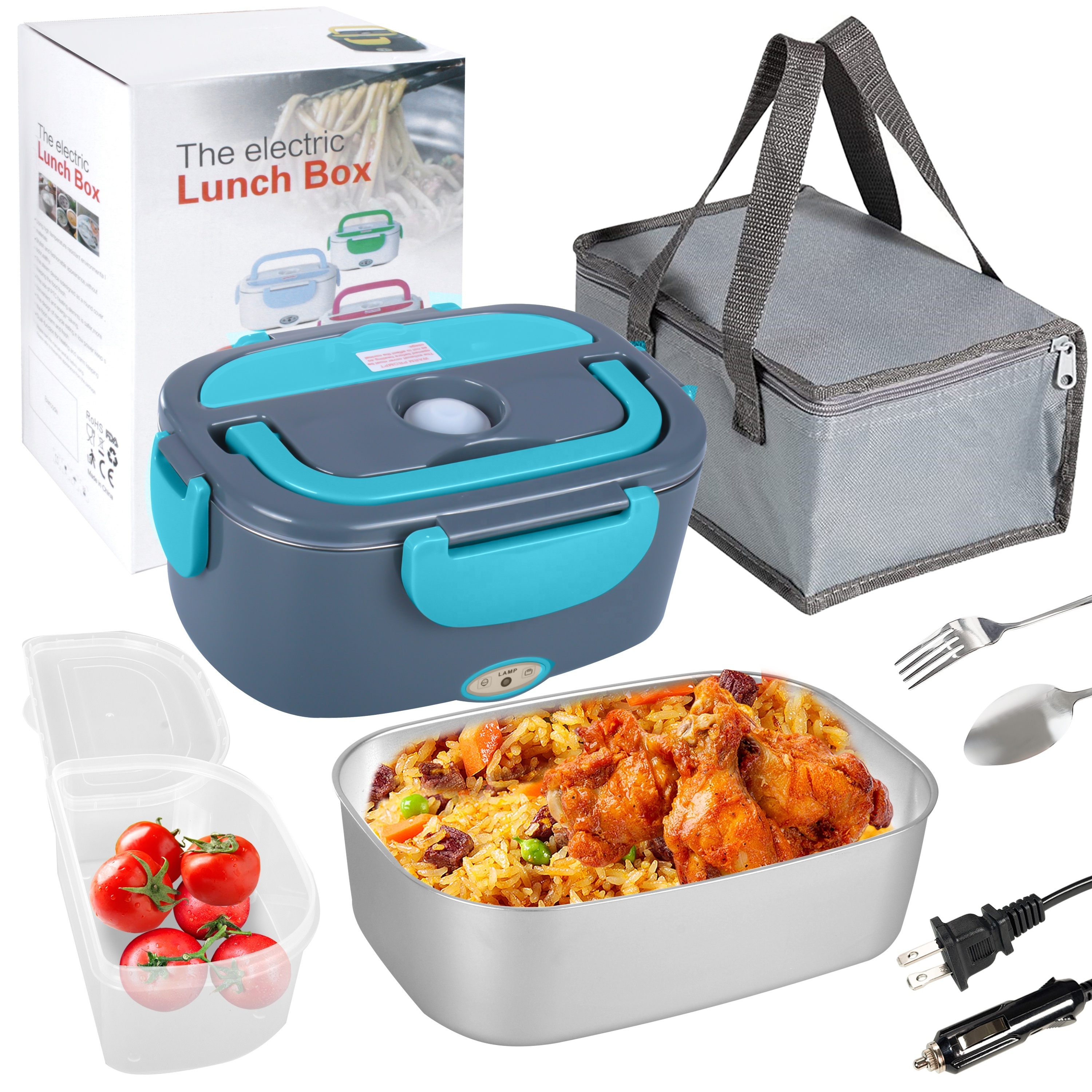 hot sell food heating electric lunch box portable food warmer with carry bag household car use