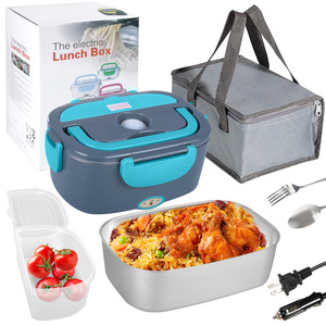 hot sell food heating electric lunch box portable food warmer with carry bag household car use