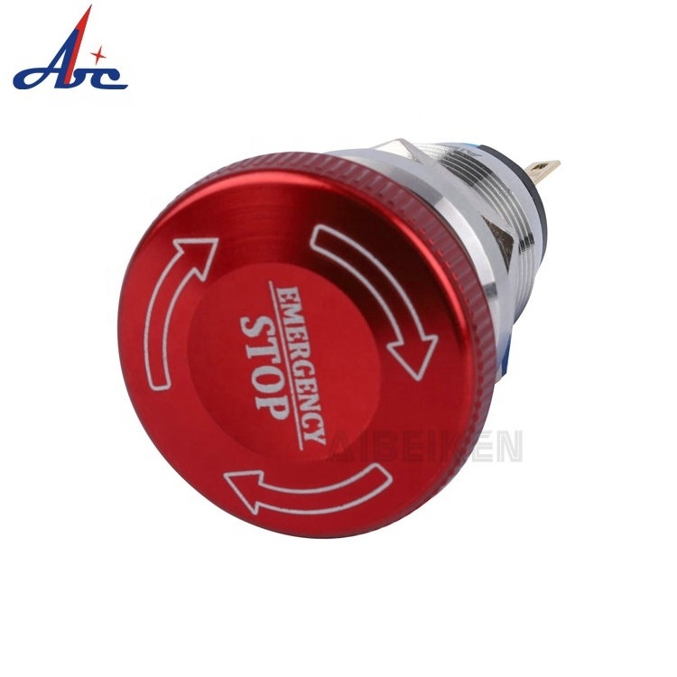 19mm Mushroom Emergency Stop Momentary NO NC Metal Push Button Switch