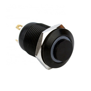 12mm Momentary Button 3V 5V Blue Red Green Led SPST 12mm 1/2" Mounting Hole Black Aluminum Oxide Metal Push Switch