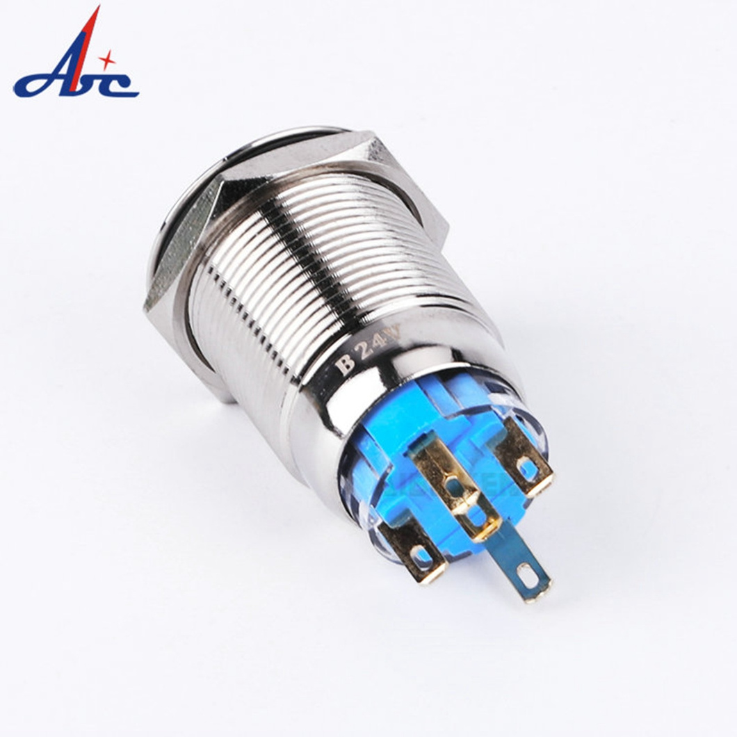 Custom waterproof metal electrical ring light led spring flush head 12mm 19mm 22mm 25mm momentary push start stop button switch