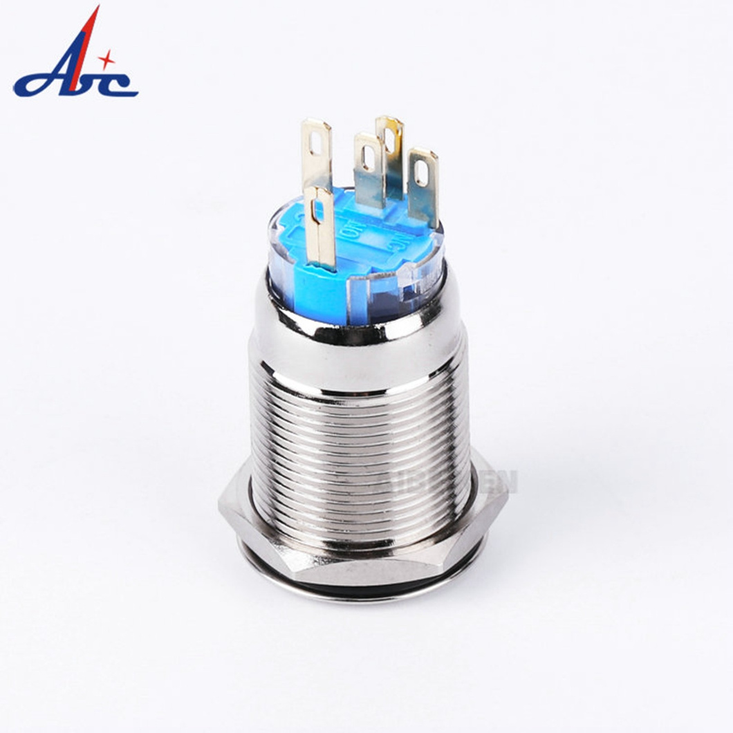 Custom waterproof metal electrical ring light led spring flush head 12mm 19mm 22mm 25mm momentary push start stop button switch