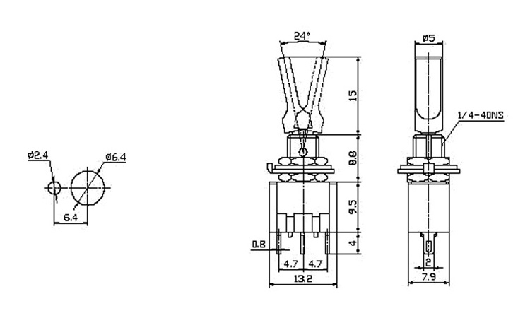 TL58 MTS-112-E1 0N-(ON) SPDT Mini Toggle Switch 3 Pin Solder Terminal Plastic Flat Lever