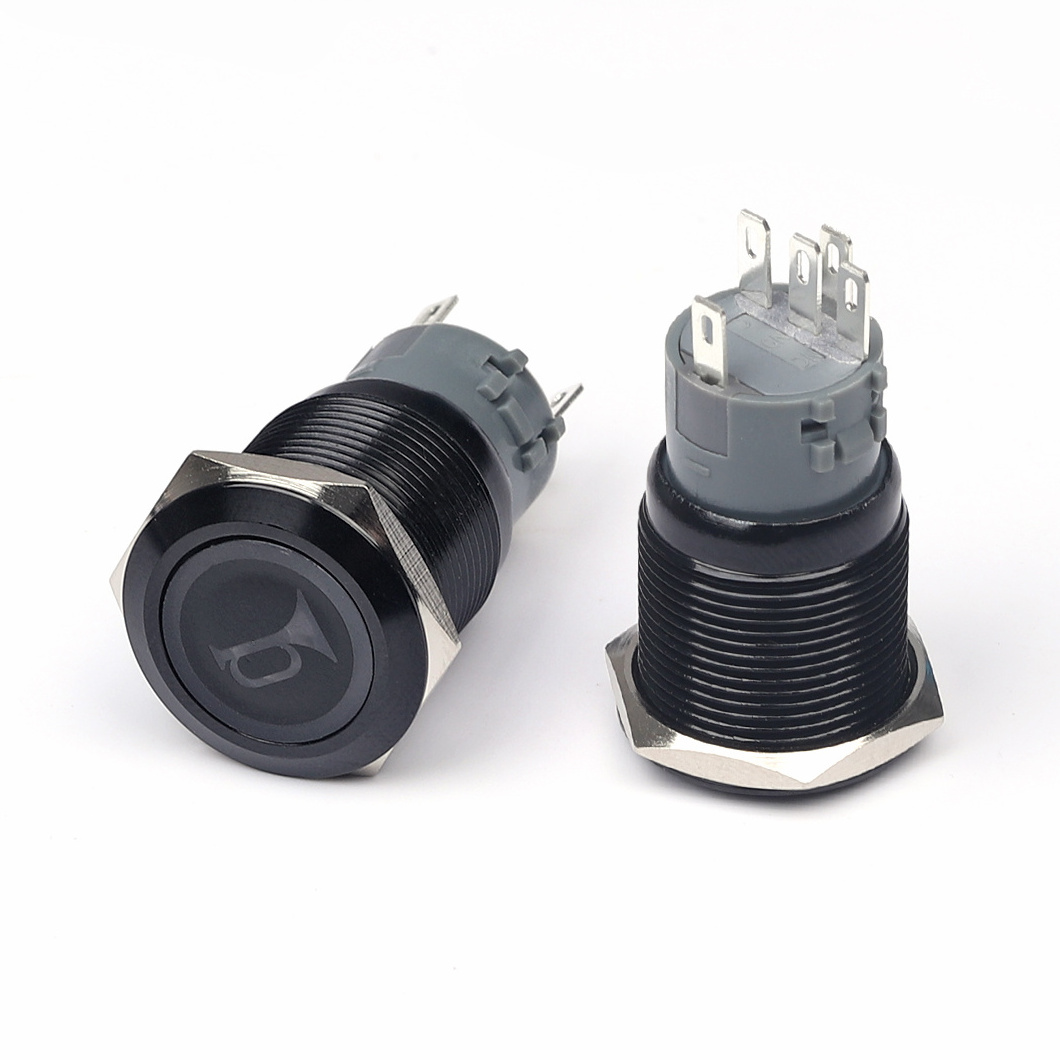 12V 5A 19MM Metal Horn Switch Speaker Momentary light button led illuminated push button switches for Marine Boat Auto