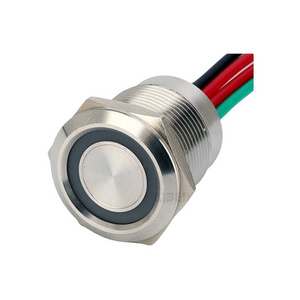 16MM Concave Head Stepless Dimming  Type Touch Sensor Dimming Switch 1NO and LED Ring Illuminate Stainless Steel IP68 Waterproof