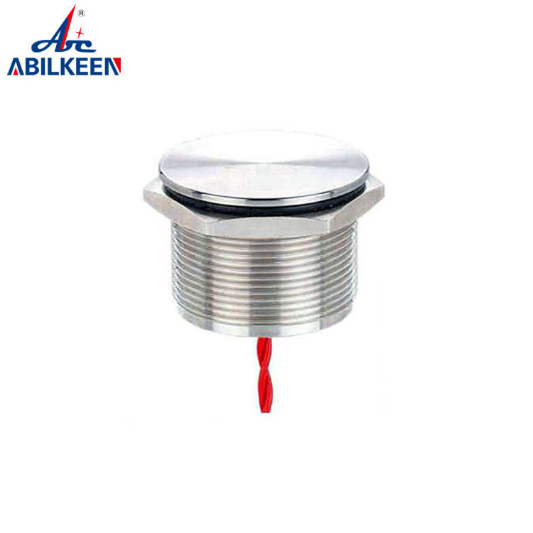 Waterproof 2A 25mm 1NO Flat Head Momentary Function Electric IP68 Latching 25mm Piezoelectric Metal Piezo Switch