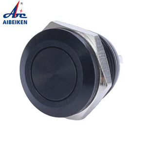 Good Quality Short Type 12mm Waterproof IP65 12 Volt 3A 1NO Flat Head Aluminum Oxide Momentary Metal Push Button Switch