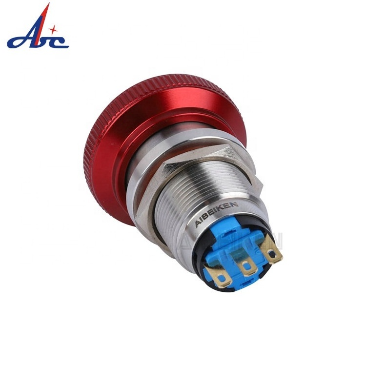 19mm Mushroom Emergency Stop Momentary NO NC Metal Push Button Switch