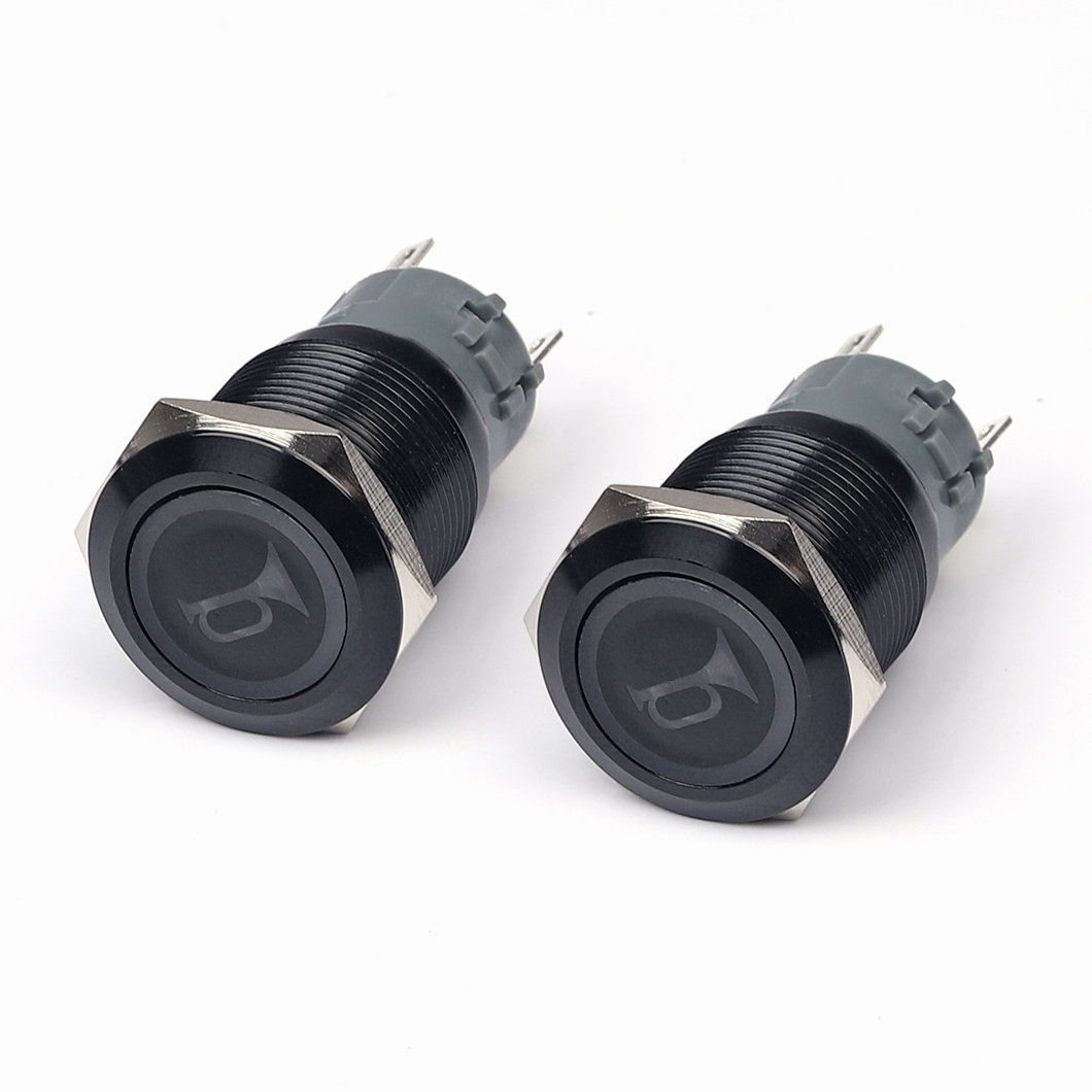 12V 5A 19MM Metal Horn Switch Speaker Momentary light button led illuminated push button switches for Marine Boat Auto