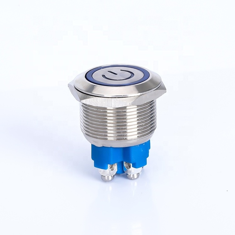 NEW 22mm 1NO Screw terminal 12V Blue Light Electrical ON OFF Push button switch with led