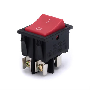 ABILKEEN KCD4 Rocker Switch 6A 250V black base red cover 2 pin with KCD4 Rocker Switch 0 - with light