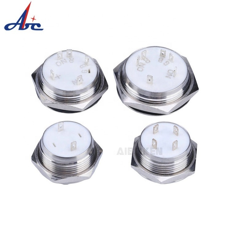 12mm 16mm 19mm 22mm flattest metal Momentary waterproof 12V led Illuminated RGB push button switch