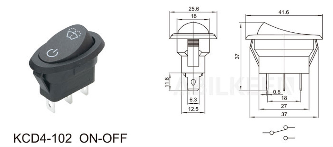 High Quality NO 12v Wiring 16a 250v Lighted Cqc Ce Rohs Black Table Lamp 2a Rocker Switch KCD4 Rocker Switch