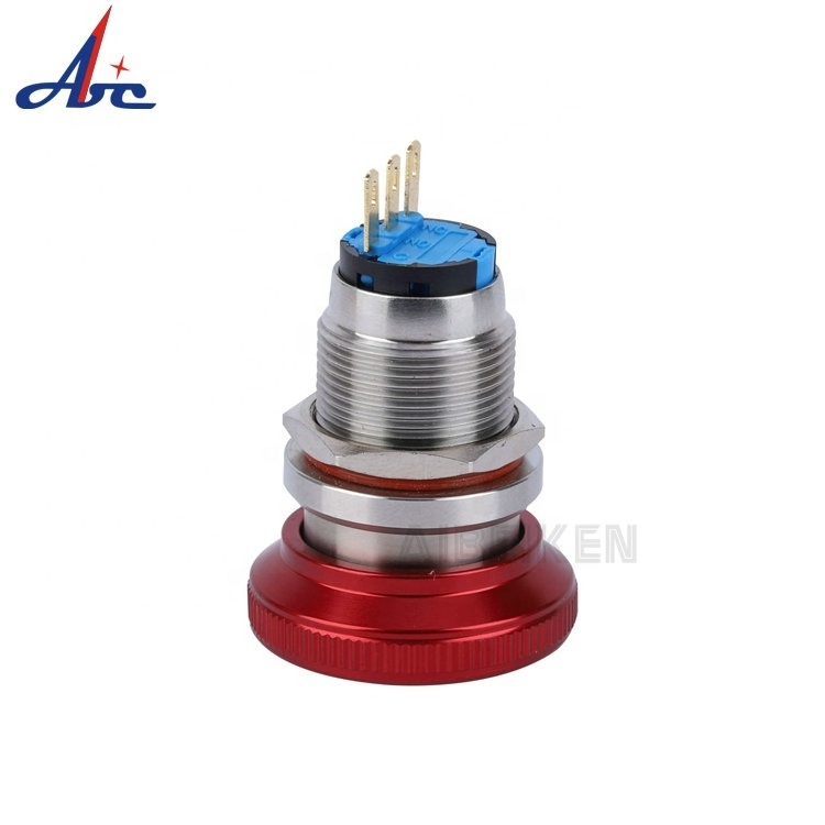 19mm Mushroom Emergency Stop Momentary NO NC Metal Push Button Switch