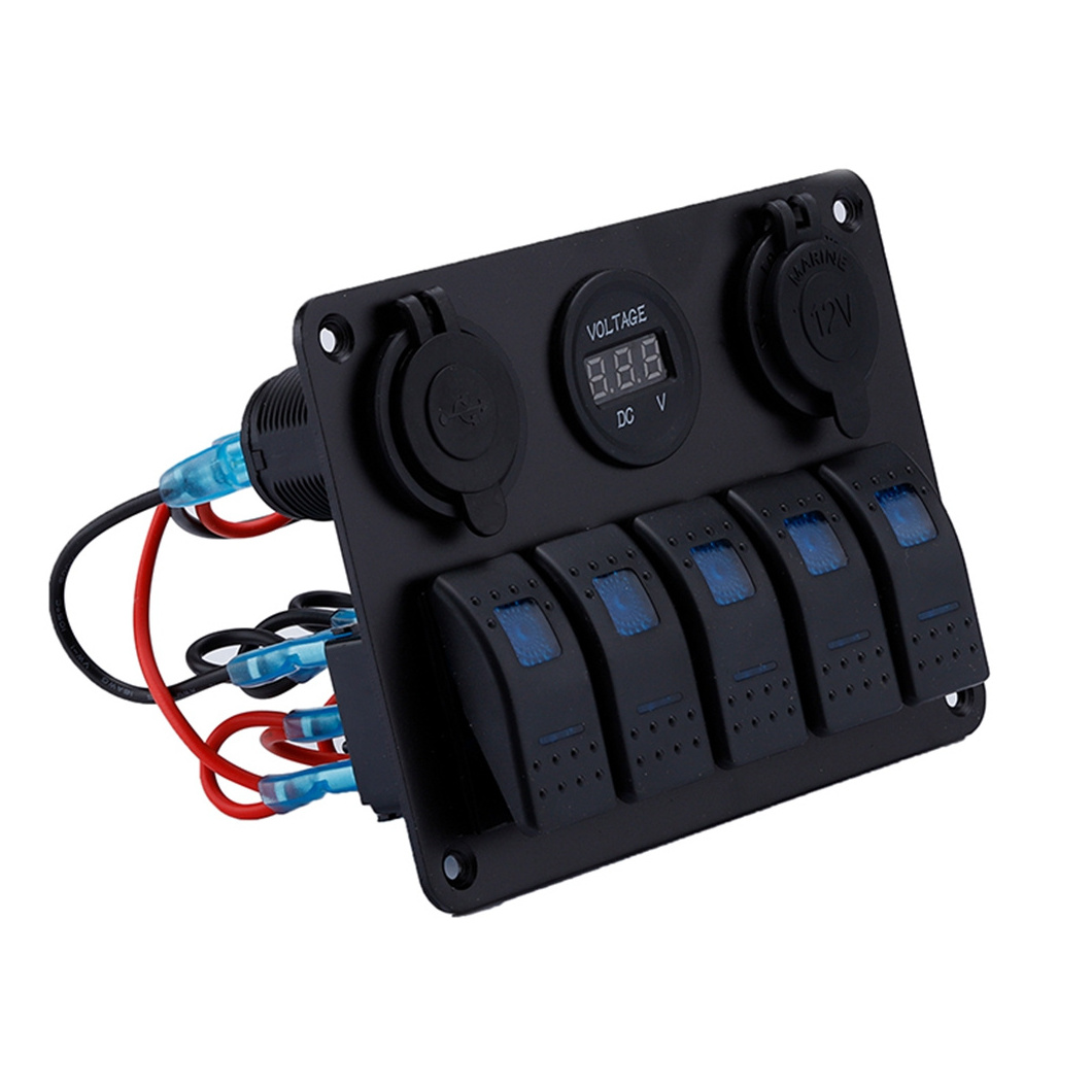 Waterproof Marine Boat Rocker Switch Panel 8 Gang Water Transfer LED Light Indicator Breaker