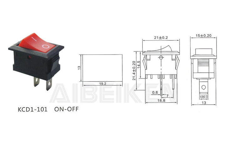 Customization 15*21mm Rocker Switch 2pin Small Industrial Control ON OFF Mini Rocker Switch