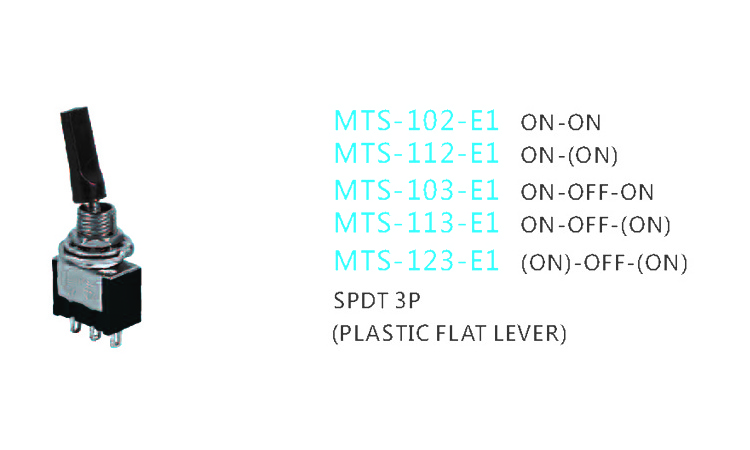 TL58 MTS-112-E1 0N-(ON) SPDT Mini Toggle Switch 3 Pin Solder Terminal Plastic Flat Lever