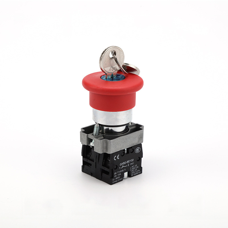 ABILKEEN XB2 Series 22mm Emergency Stop Head with Key Metal Rotary Switch 1NO1NC 10A IP65 Waterproof Key Rotary Knob Switch