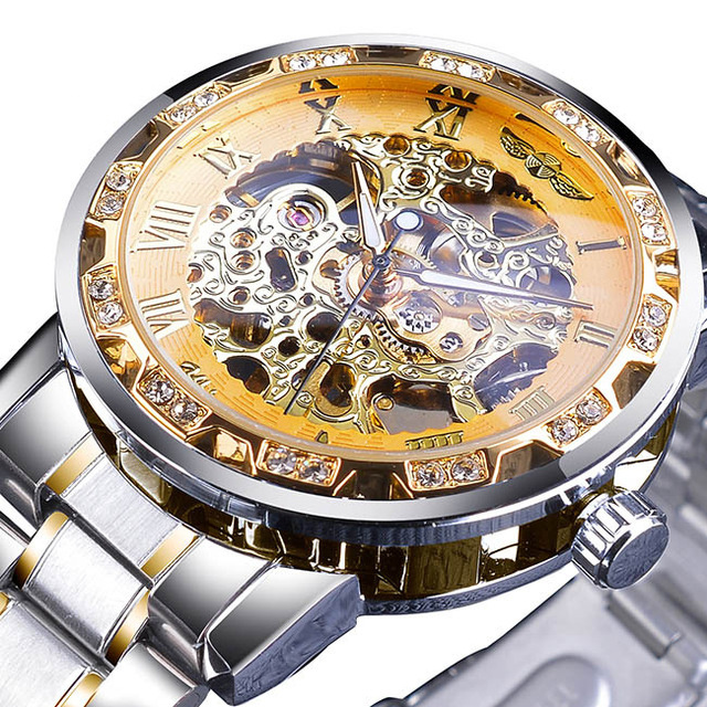 Luxury Brand Clock Classic Stainless Steel Wristwatch Mechanical Clock Skeleton Watches Men Automatic Watch