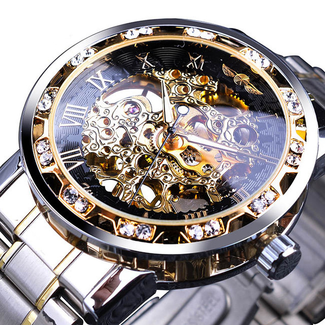 Luxury Brand Clock Classic Stainless Steel Wristwatch Mechanical Clock Skeleton Watches Men Automatic Watch