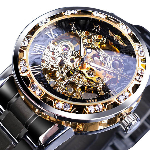 Luxury Brand Clock Classic Stainless Steel Wristwatch Mechanical Clock Skeleton Watches Men Automatic Watch